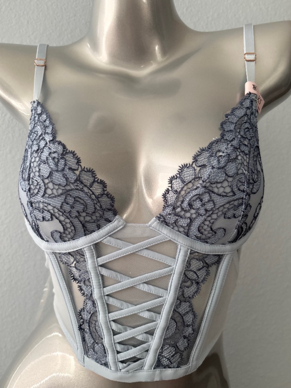 Victoria's Secret Bra Top Dream Angels Nwt Blue Embroidered Underwire XS